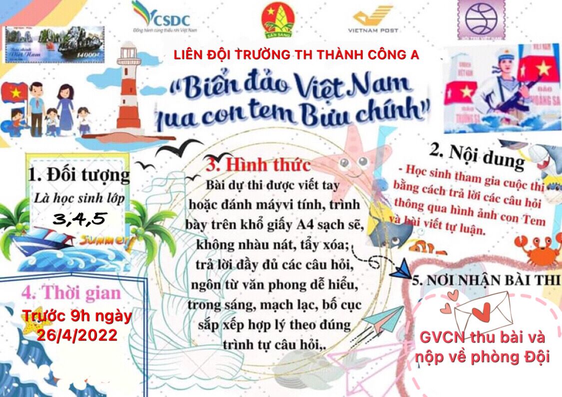 Liên đội trường TH Thành Công A phát động cuộc thi "Biển đảo Việt Nam qua con tem Bưu chính"