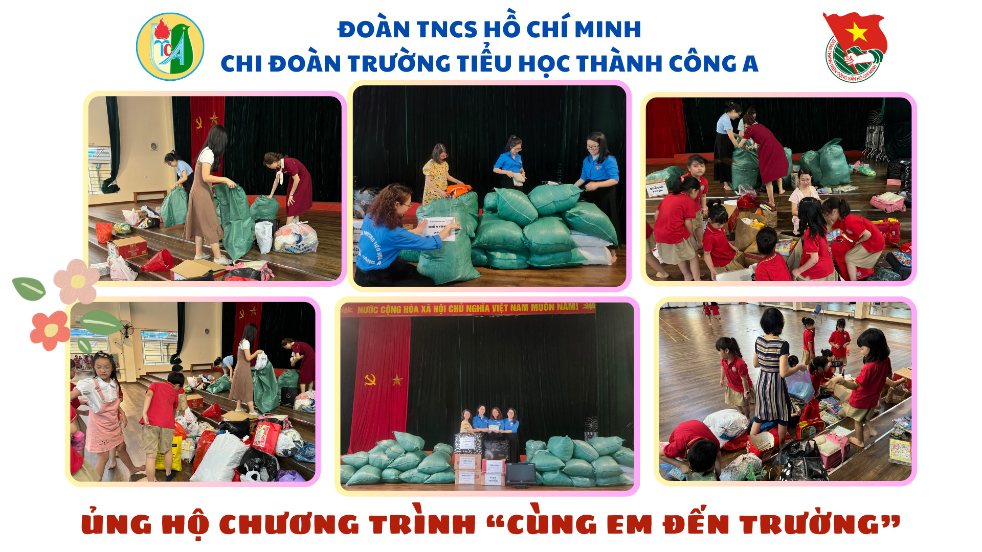 Chi đoàn trường TH Thành Công A tổng kết chương trình “Cùng em đến trường” ủng hộ học sinh trường Tiểu học Lê Văn Tám, xã Diên Bình, huyện Đắk Tô, tỉnh Kon Tum